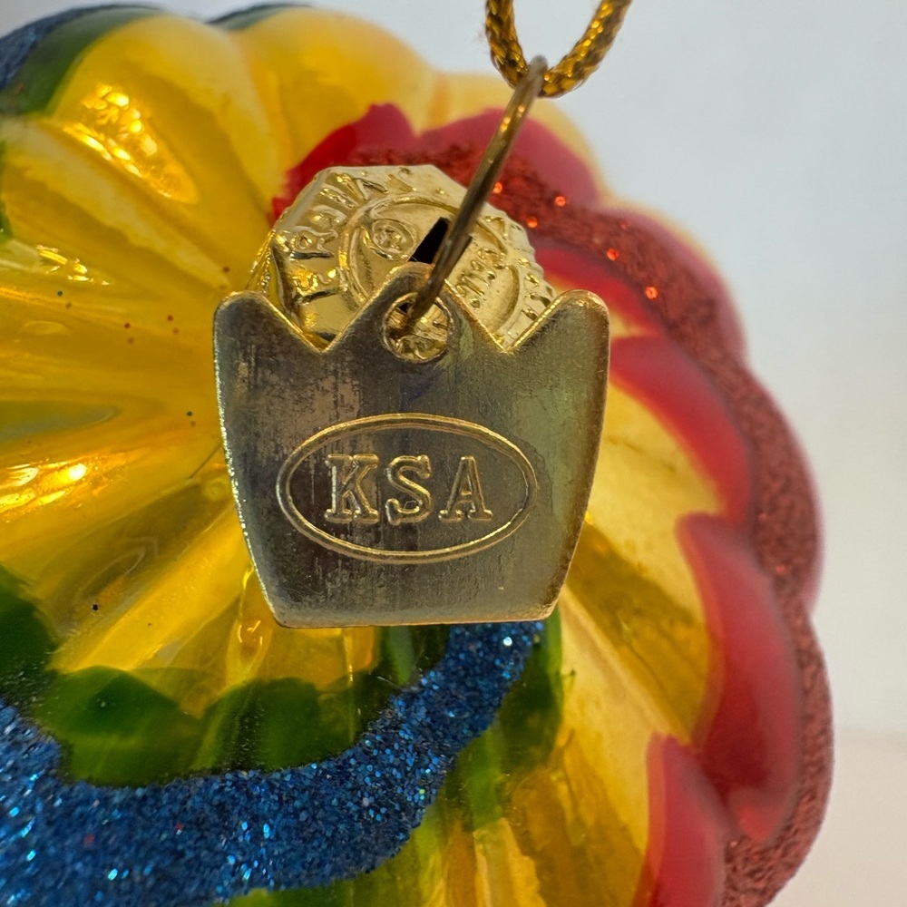 Kurt Adler multicolored rainbow hot air balloon glass ornament - Picture 5 of 6